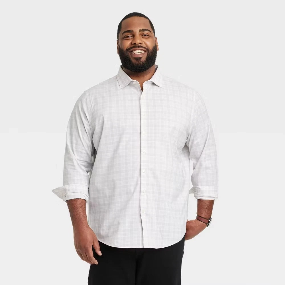 Goodfellow & Co Men's Big & Tall Checked Button-Down Shirt Stretchy Medium 15